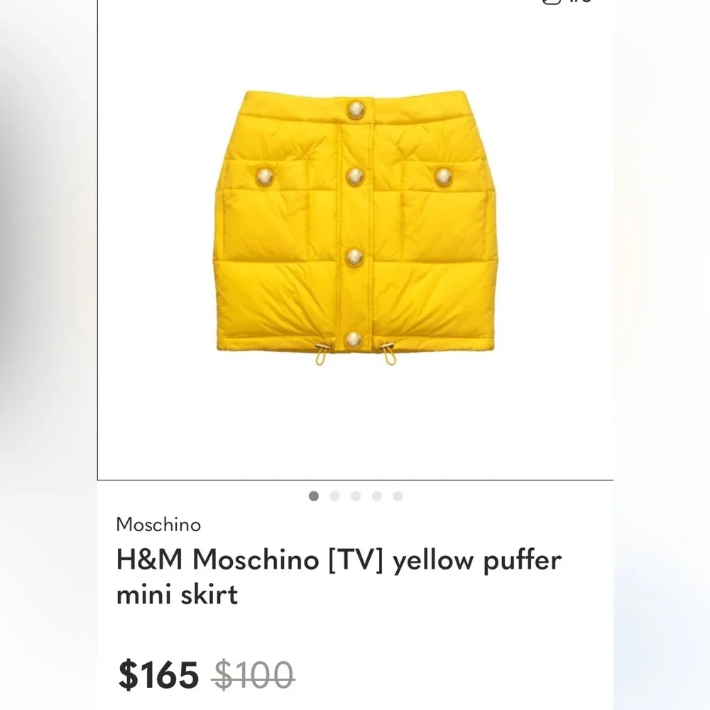 Moschino & H&M Collab Yellow Puffer Mini Skirt with Gold Accents - Picture 15 of 15